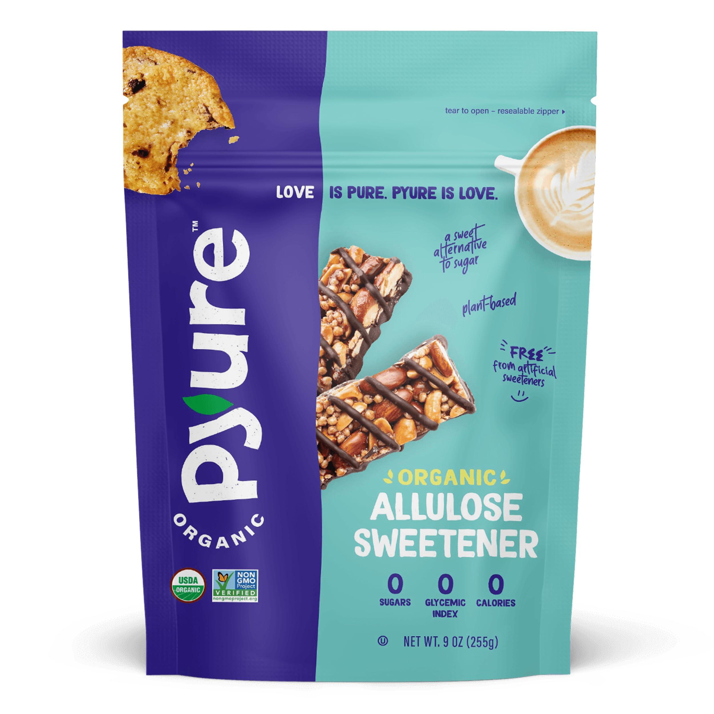 Pyure Pyure Organic Allulose Sweetener | Zero Carb, Zero Sugar, Zero Calorie | 0 Glycemic Index, No Erythritol, Gluten Free & Vegan Keto Sweetener | Plant Based Sweetener for Keto Friendly Food | 9 oz