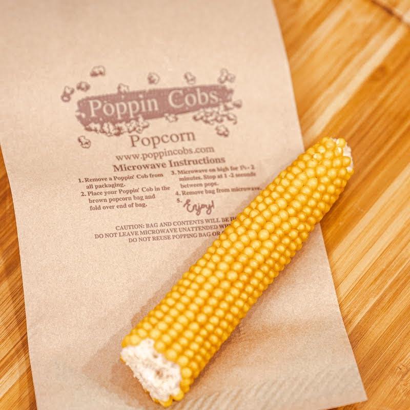 Poppin' Cobs Microwave Popcorn on the Cob - Pops off the Cob | Poppin\' Cobs Popcorn | Individually Wrapped Popcorn Cobs with 3 Bags For Popping | Single Ingredient | Gluten Free | Non-GMO | Single Harvest | Farm Fresh | Farmer Owned
