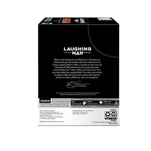 LAUGHING MAN Laughing Man Hughs Blend Keurig Recyclable K-Cup Coffee Pods, Single-Serve Fair Trade Medium Roast Arabica Coffee for use with Keurig Coffee Makers, 88 Count (4 Packs of 22)