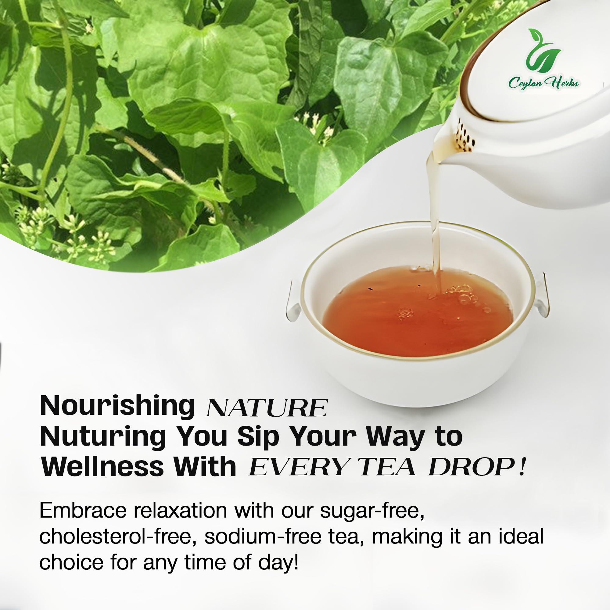 CEYLON HERBS 100 Guaco Mikania Tea Bags - 100% Pure, Organic, Wild-Crafted Herbal Tea Bags for a Refreshing, Earthy Brew