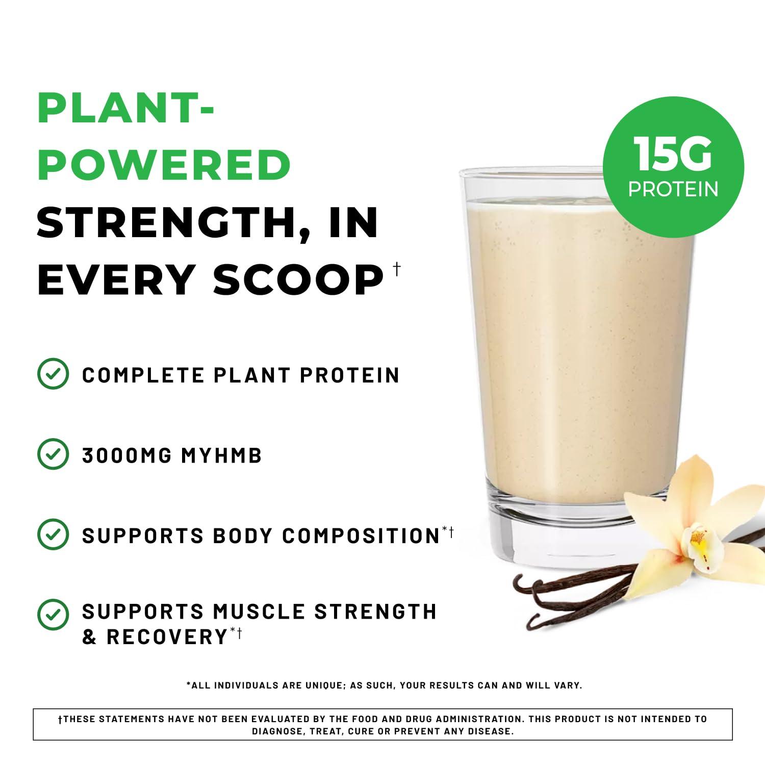 POWERLIFE POWERLIFE Tony Horton High Impact Plant Protein Powder with 3000 MG of HMB, Plant-Based, No Sugar Added, Vegan, Keto Friendly, Non-GMO (Vanilla - New Formula)