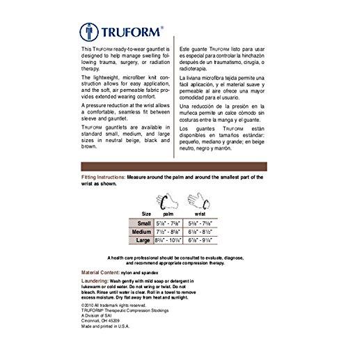 Truform Truform Lymphedema Compression Gauntlet, 15-20 mmHg Post Mastectomy Support, Beige, Small