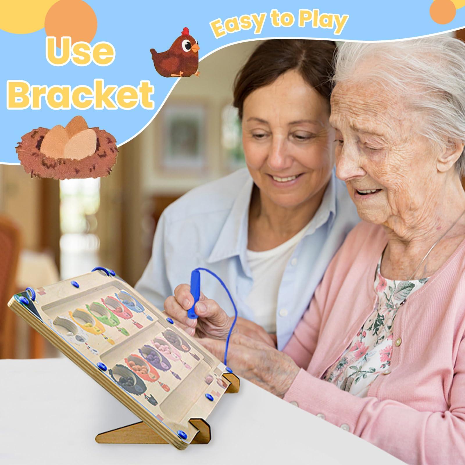 RAOVCUS Activities For Seniors With Alzheimers And Dementia,Magnetic Color and Number Maze, Wooden Magnet Board Montessori Sensory Toys for Elderly Patients Learning Color Sorting And Counting Fidget Games