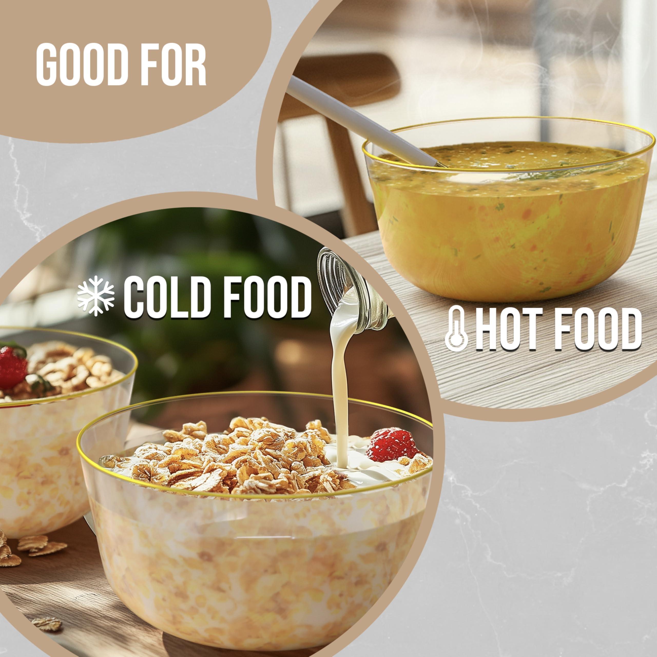Trendables Trendables Plastic Bowls Disposable Bowls 24 Oz Bowl Set Of 10 Clear Gold Rimmed Fancy Plastic Serving Bowls Perfect Plastic Ice Cream Bowls Plastic Salad Bowls Plastic Candy Bowl