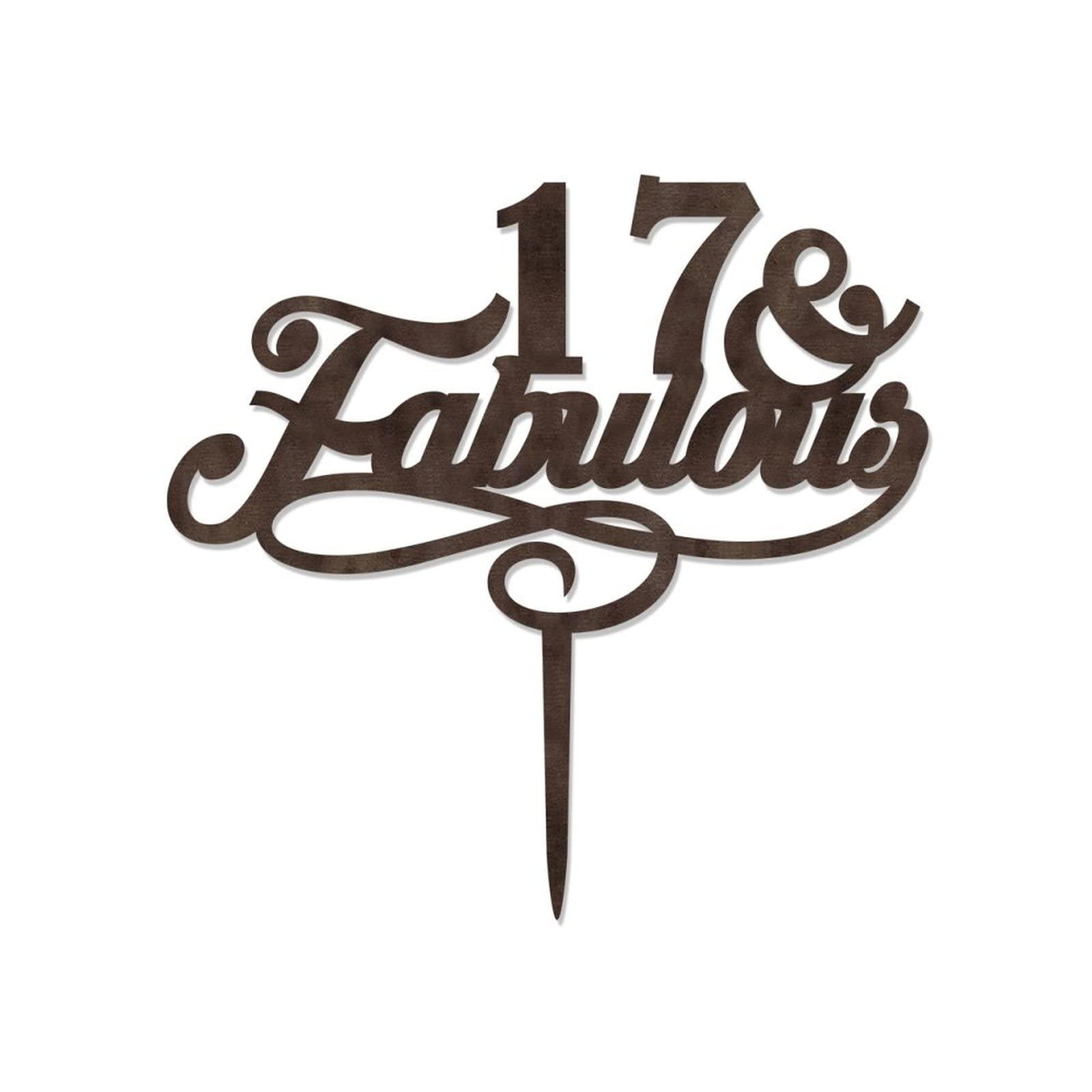 lutieger 17 & Fabulous 17th Birthday Cake Toppers Personalized Seventeen 17 Years Old Anniversary 17th Birthday Cake Decorations Birthday Gifts For Boy Girl Natural Wood