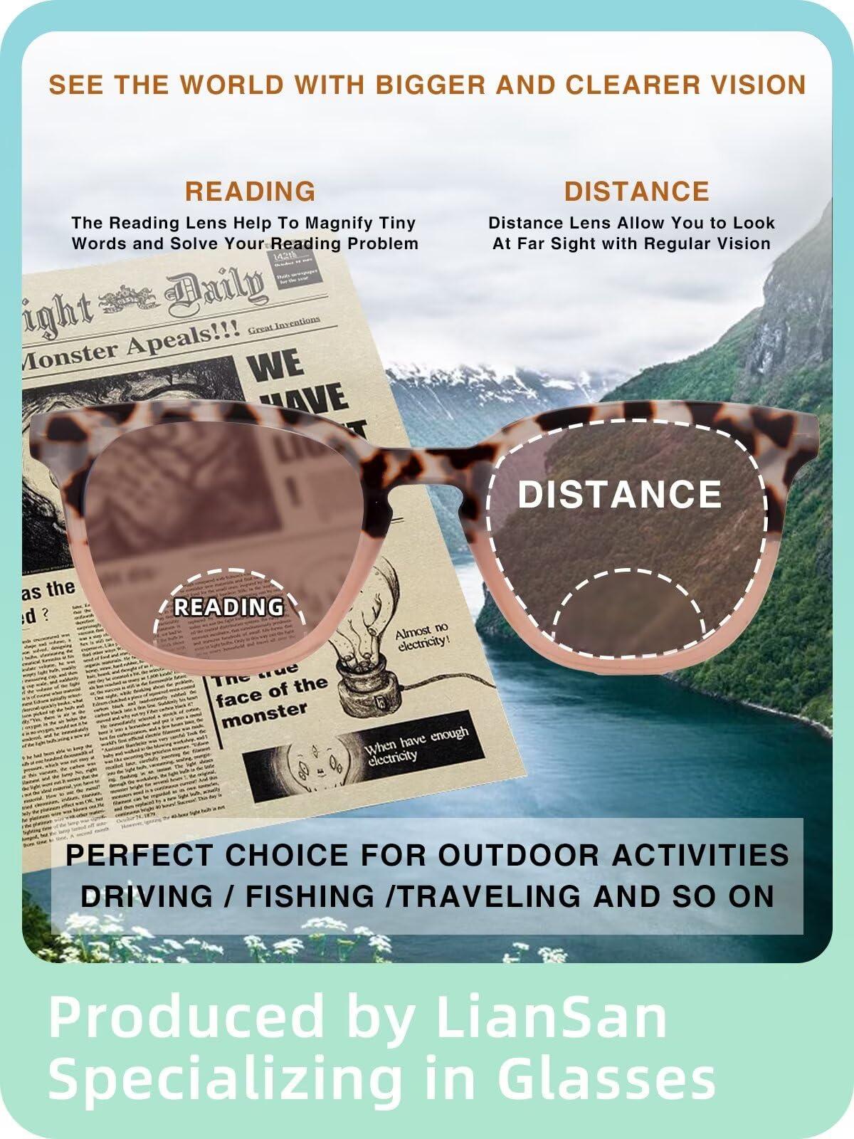 LianSan LianSan Womens Bifocal Reading Sunglasses Retro UV Protection Sun Readers With Spring Hinge Ladies Outdoors Readers,12031 S-TTPK 1.75