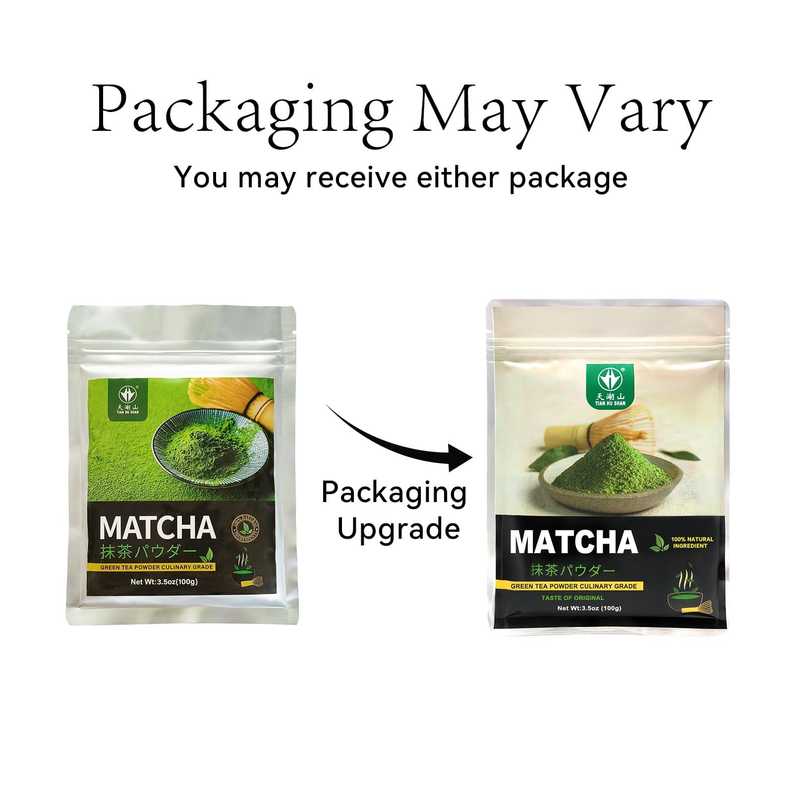 Tian Hu Shan TIAN HU SHAN Matcha Green Tea Powder 3.5oz/100g, Pure Matcha Powder Culinary Grade Unsweetened for Lattes, Cooking, Baking, Vegan 100% Natural