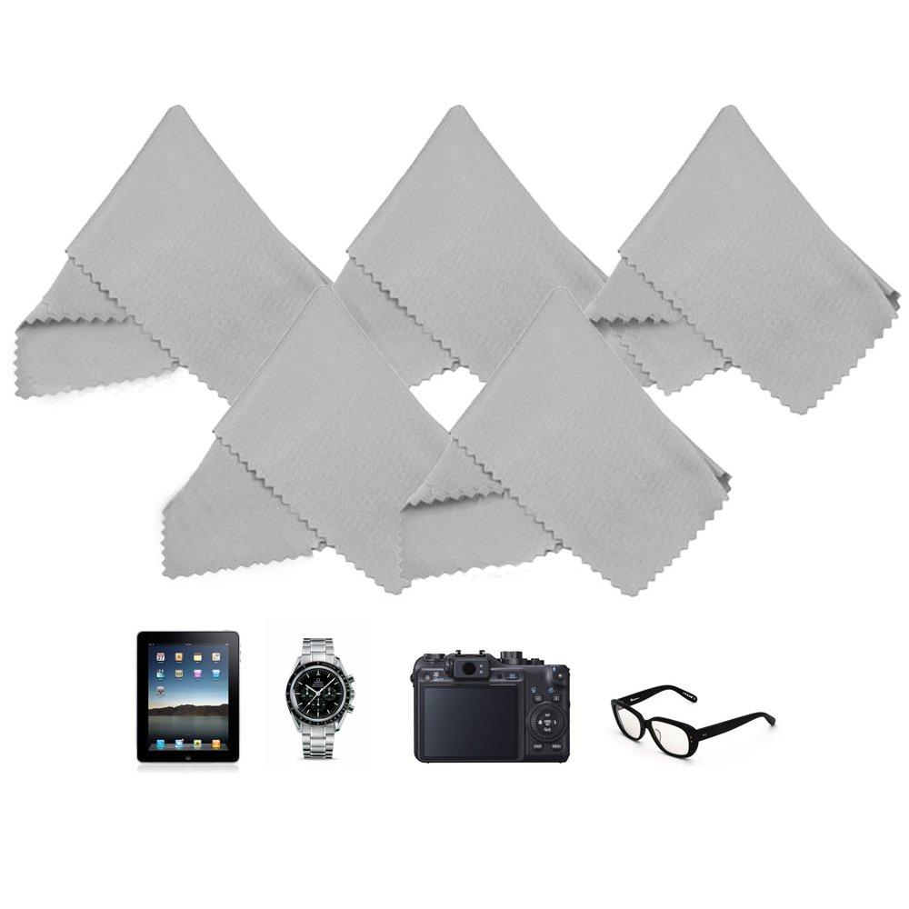 ECO-FUSED Eco-Fused Microfiber Cleaning Cloth - 6 x 7 Black/Grey Microfiber Cloth with White Cleaning Cloth - 12 Pack Microfiber Cleaning Cloth for Glasses & Camera Lens