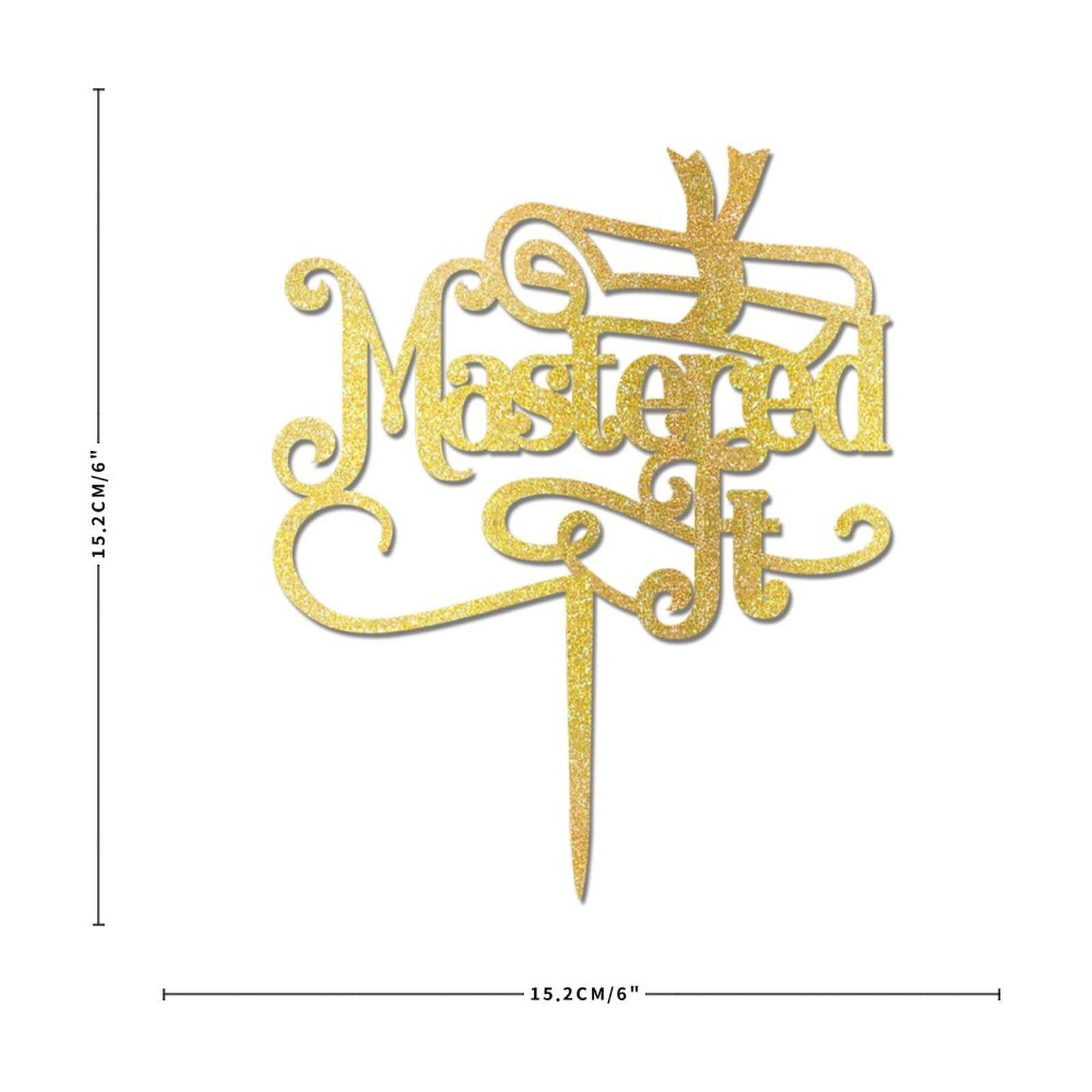 Generic Graduation Mastered It Happy Birthday Cake Topper Gold Glitter Graduation Baking Cake Decorations Graduation Diploma Cupcake Topper Picks Customized Wood Cake Party Decoration Celebration