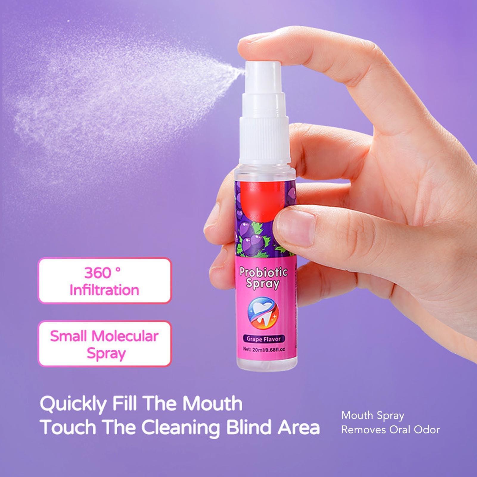 LUCKDANO 20ml Mouth Spray, Long Lasting Mouth Spray Grape Flavor Portable Moisturizing Breath Freshener for Adults Teens Fights Bad Breath