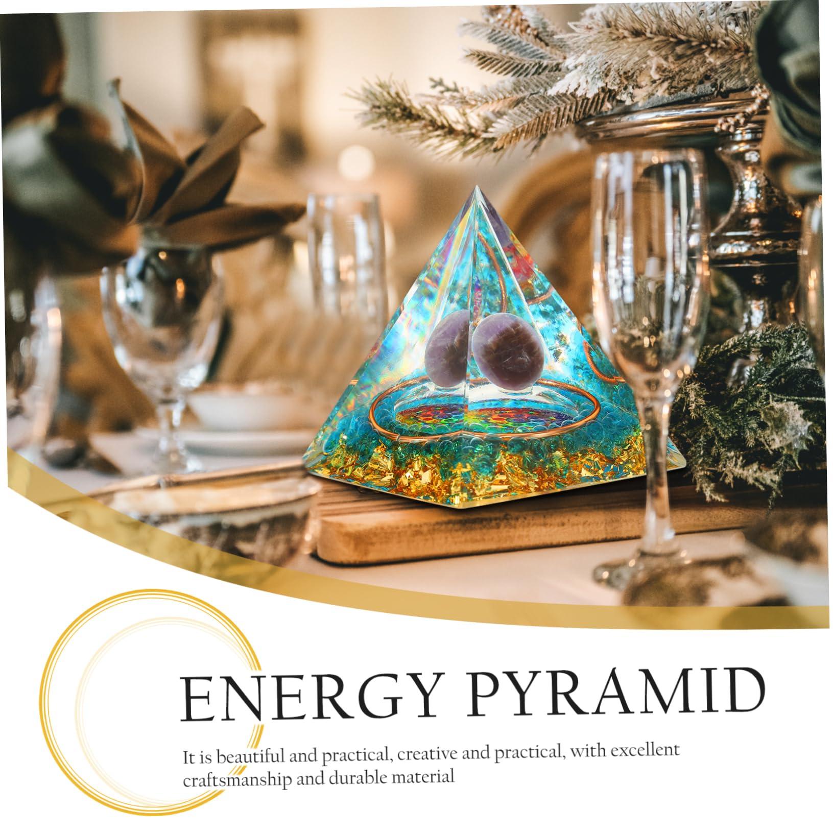 FRCOLOR FRCOLOR Moldavite Crystal Pyramid Pendulum Decorative Egyptian Decor Home Accessory Wear-resistant Resin Pyramid Car Decoration