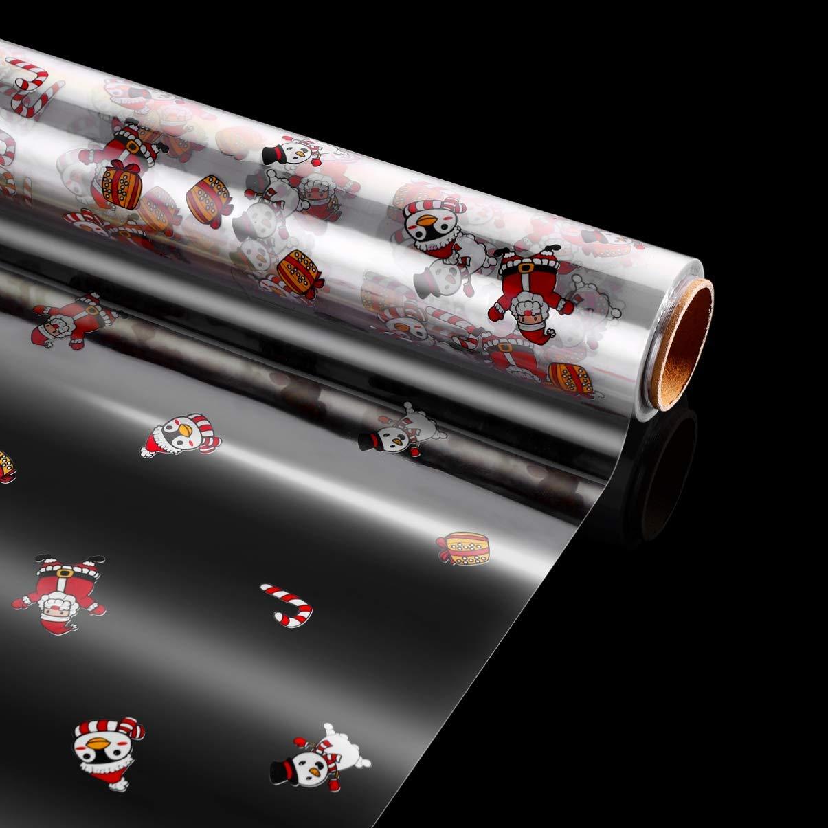 TOYANDONA TOYANDONA Christmas Cellophane Wrap Roll, 2.5 Mil Thickness Clear Cellophane Wrap Christmas Cellophane Wrapping Paper for Arts Crafts Baskets (30mx40cm)