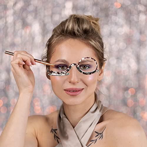MMOWW MMOWW 2 Pairs Makeup Readers Flip-top Rotating Fashion Reading Glasses for Women Dual Lens Black+Blue,2.0