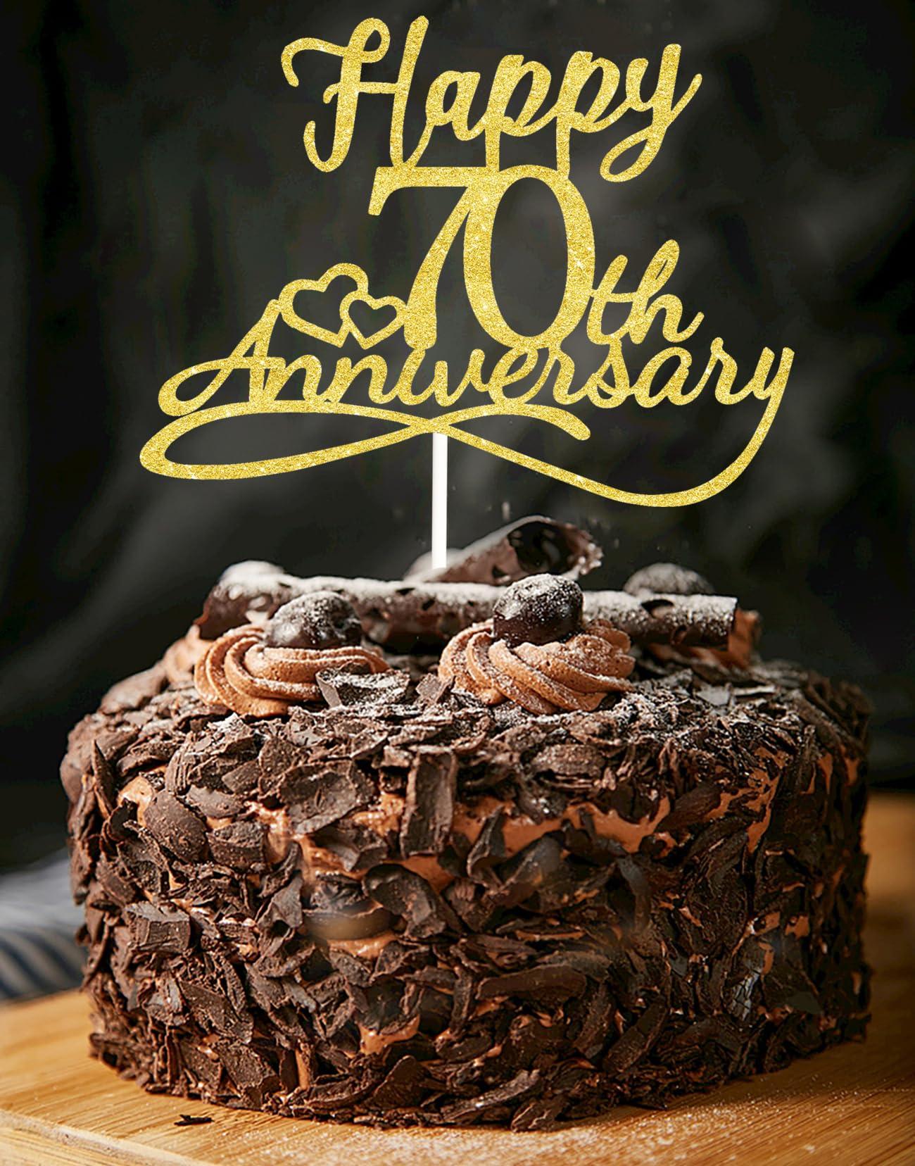 veegood Happy 70th Anniversary Cake Toppers - 70th Wedding Anniversary Decorations, 70th anniversary cake topper, 70th Anniversary Party Decorations,70 year anniversary decorations