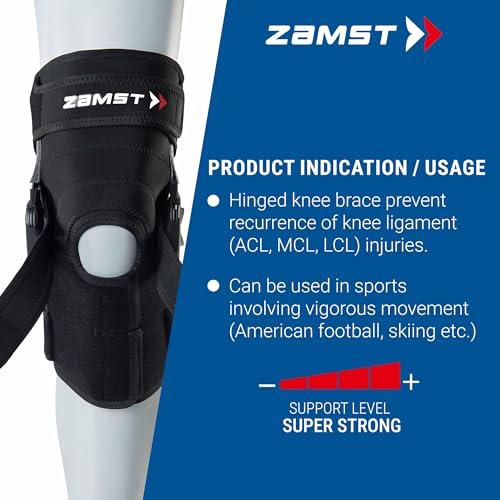 Zamst Zamst ZK-X Sports Knee Brace With Metal Hinges Protecting the Knee Ligaments For Moderate Sprains Of the ACL, MCL, LCL-for Basketball, Volleyball, Soccer, Football, Lacrosse, Ice Hockey-Black, 2XL