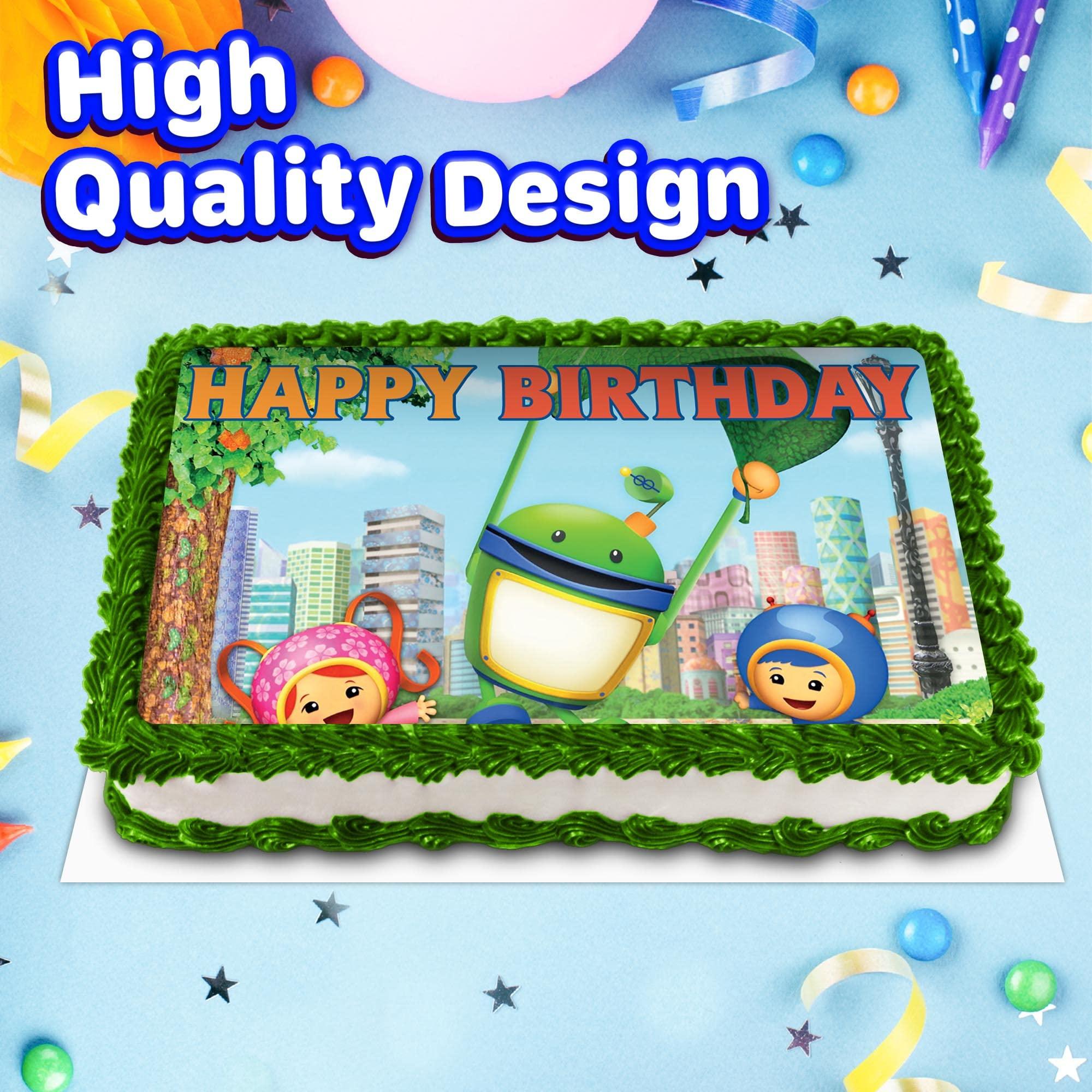 HAPPY CHOICES 8 Inch Team Umizoomi Cake Topper –Square Edible Birthday Cake Decorations, Happy Birthday Cake