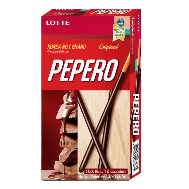 Beststore by KK Lotte, Pepero, Stick Biscuit & Chocolate, Original, 47 gram [Pack of 3 pieces]