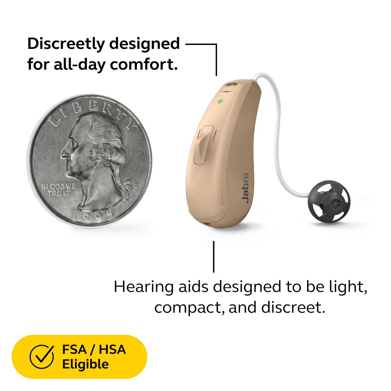 Jabra Enhance Jabra Enhance Select 50R OTC Hearing Aids, Audiology Team Care Included, Bluetooth Streaming for Calls, Music, Media for iOS & Android, Nearly Invisible & Comfortable, Noise Reduction - Beige
