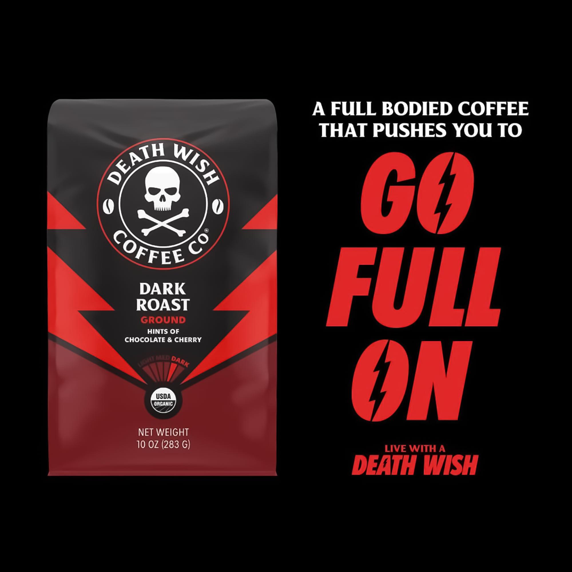 Death Wish Coffee Co. Death Wish Coffee Co., Organic and Fair Trade Dark Roast Ground Coffee, 16 oz