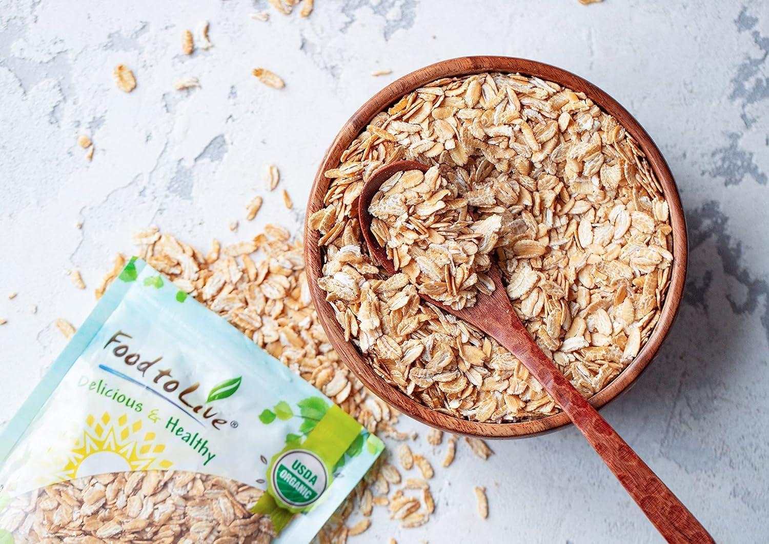 Food to Live Food to Live Organic Rolled KAMUT Khorasan Wheat Flakes, 2 Pounds Non-GMO, Made from Whole Wheat Berries, Kosher, Bulk, Great for Cereal, Granola, Muffins and Milling into Flour for Baking, Product of the USA.