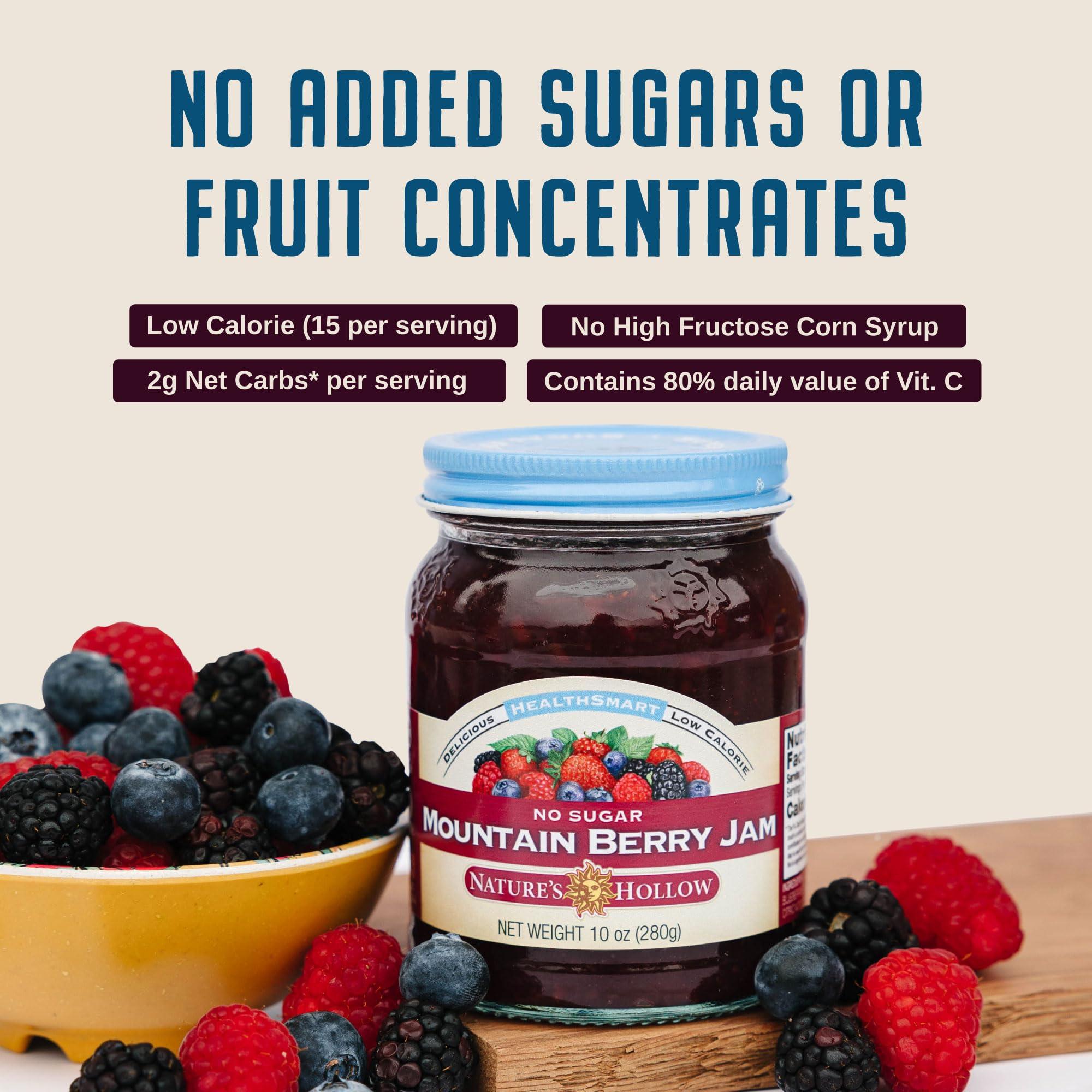 Nature's Hollow Nature\'s Hollow Mountain Berry Jam: Sugar Free Jam and Preserves, Low Cal, Non GMO, Keto Jam, Vegan, Gluten Free, and Diabetic Friendly - Sugar Free Jelly - 10oz