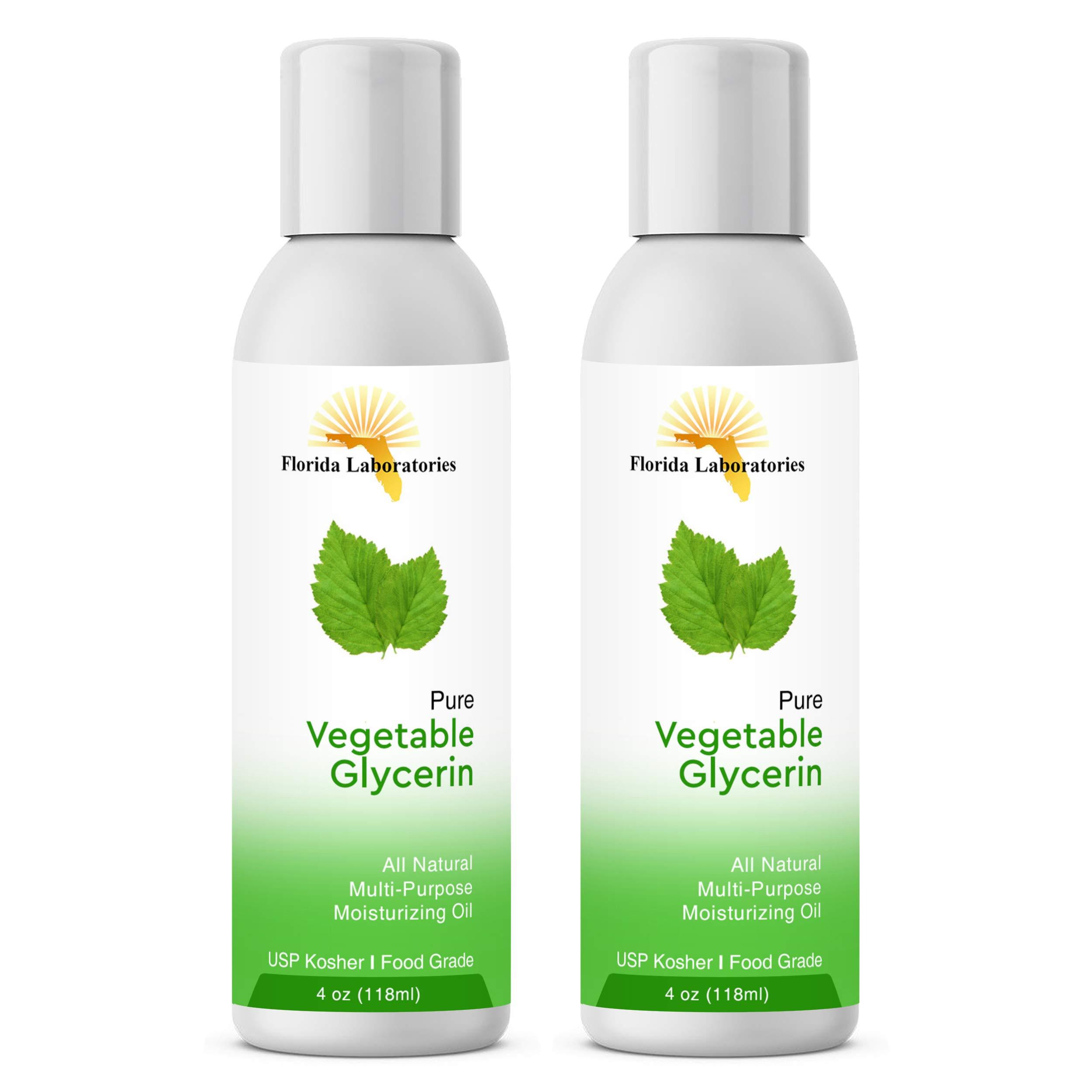 Florida Laboratories, Inc. 2 Bottles 4 oz of Vegetable Glycerine USP VG Kosher VG 99.9% Pure Food Grade