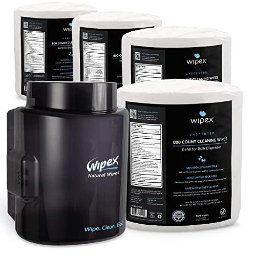 Wipex Wipex Gym & Fitness Wipes, 800 ct with BZK Antiseptic Refill Roll for Dispensers 2 Packs (1600 Wipes)