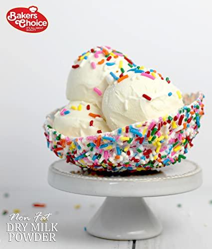 Baker\'s Choice Dairy Nonfat Dry Milk Powder - Instant Milk Powder For Baking, For Ice Cream, Coffee, Milkshakes, Desserts, and Fruit Shakes - Kosher - 8 oz. - By Bakers Choice