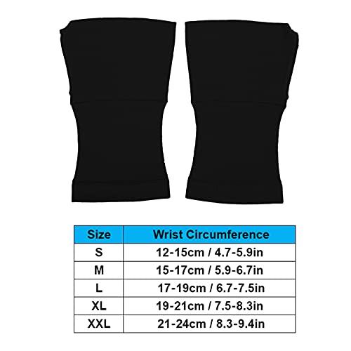 Dioche Wrist Support Compression Sleeve Wrist Palm Hand Elastic Brace for Carpal Tunnel, Wrist Pain, Arthritis, Black (1 Pair)(XXL)