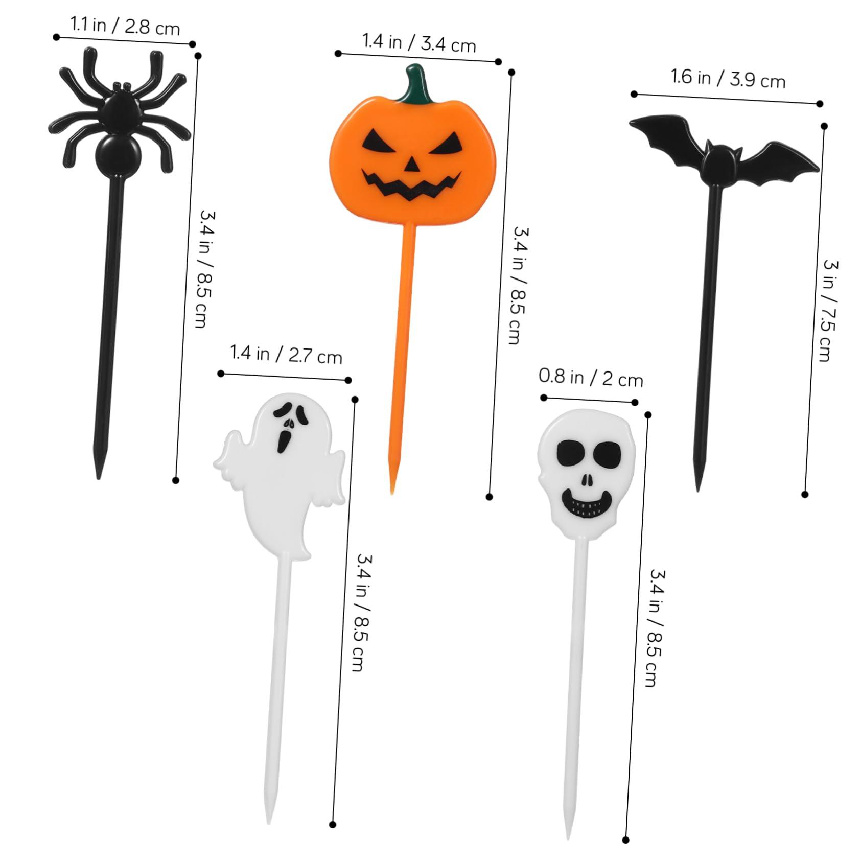 UPKOCH 54 Pcs Halloween Cake Fruit Pick Fruit Fork Cake Toppers Cupcake Flag Halloween Dessert Flag Halloween Cake Flag Cake Topper Decor Pumpkin Dessert Topper Creative Dessert Toppers