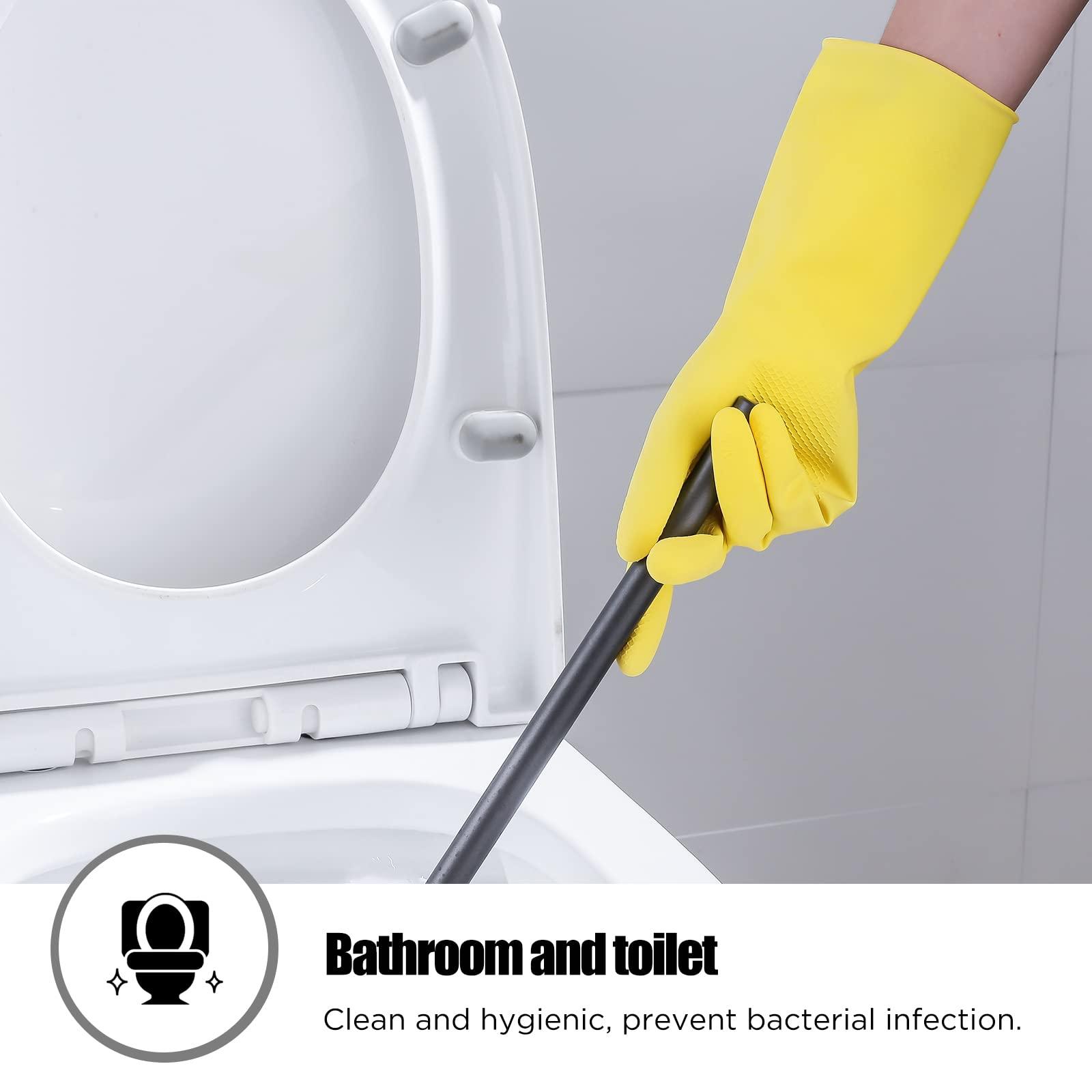 IUCGE IUCGE Yellow+Blue Large Protective Rubber Gloves, 2 Pairs, Reusable, Anti-slip Design