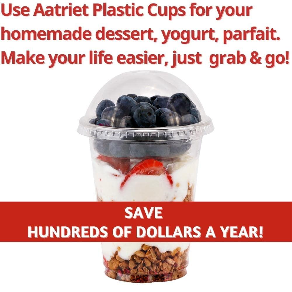 Aatriet Aatriet 12 oz Clear Plastic Parfait Cups with Insert 3.25oz & Dome Lids No Hole - (20 Sets) Yogurt Fruit Parfait Cups, for Dips and Veggies, Take Away Breakfast and Snacks. No Leaking