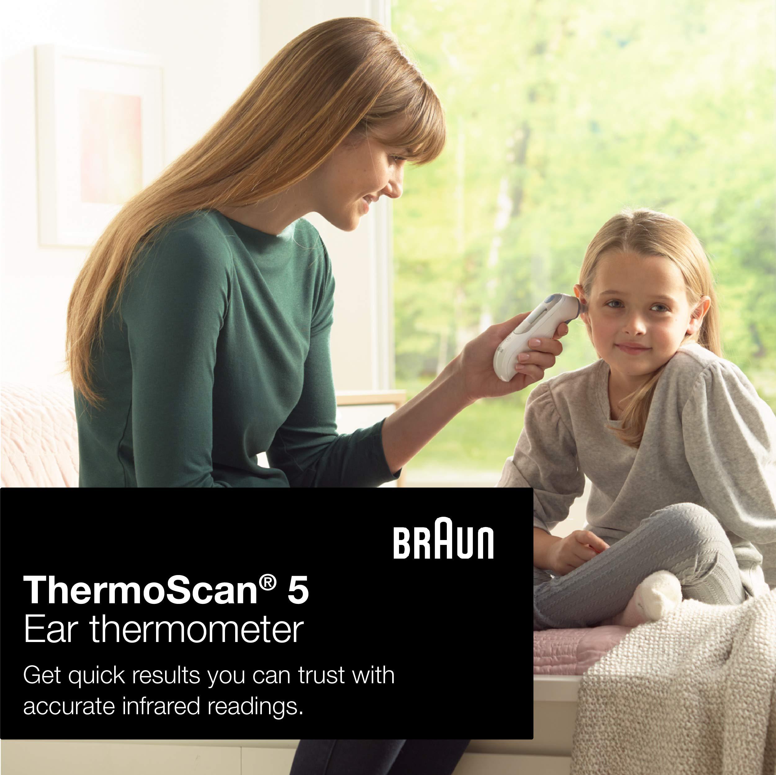 Vicks Braun ThermoScan 5 Ear Thermometer - ExacTemp Stability Indicator for Professional Accuracy, Digital Display, Baby and Infant Friendly, No. 1 Brand Recommended by Pediatricians, FSA and HSA Eligible