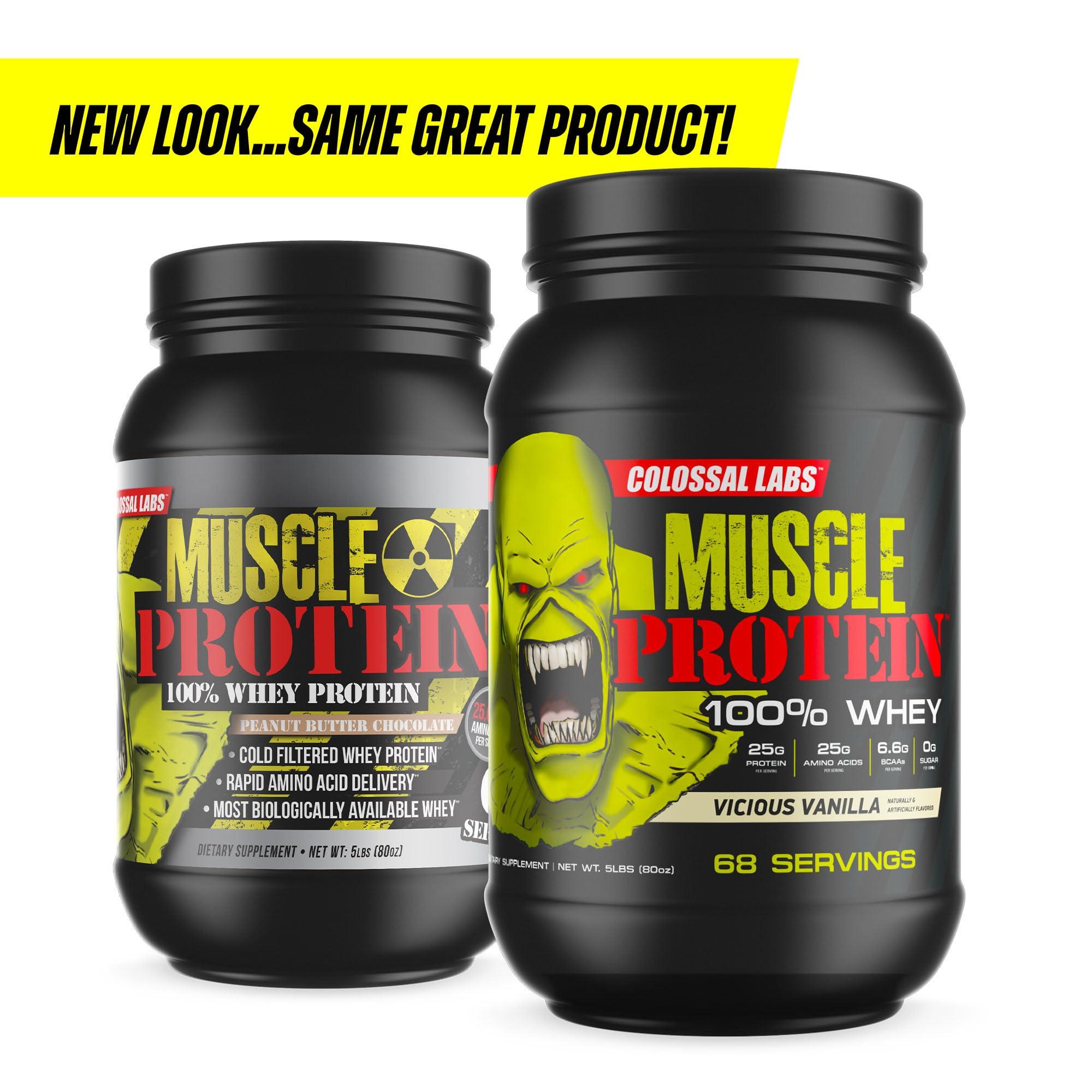 COLOSSAL LABS COLOSSAL LABS Muscle Whey Protein [5 lbs/Pack of 1]Chocolate Flavored Protein Powder, 25,000mg Amino Acids/Serving, Cold Filtered(Packaging May Vary)