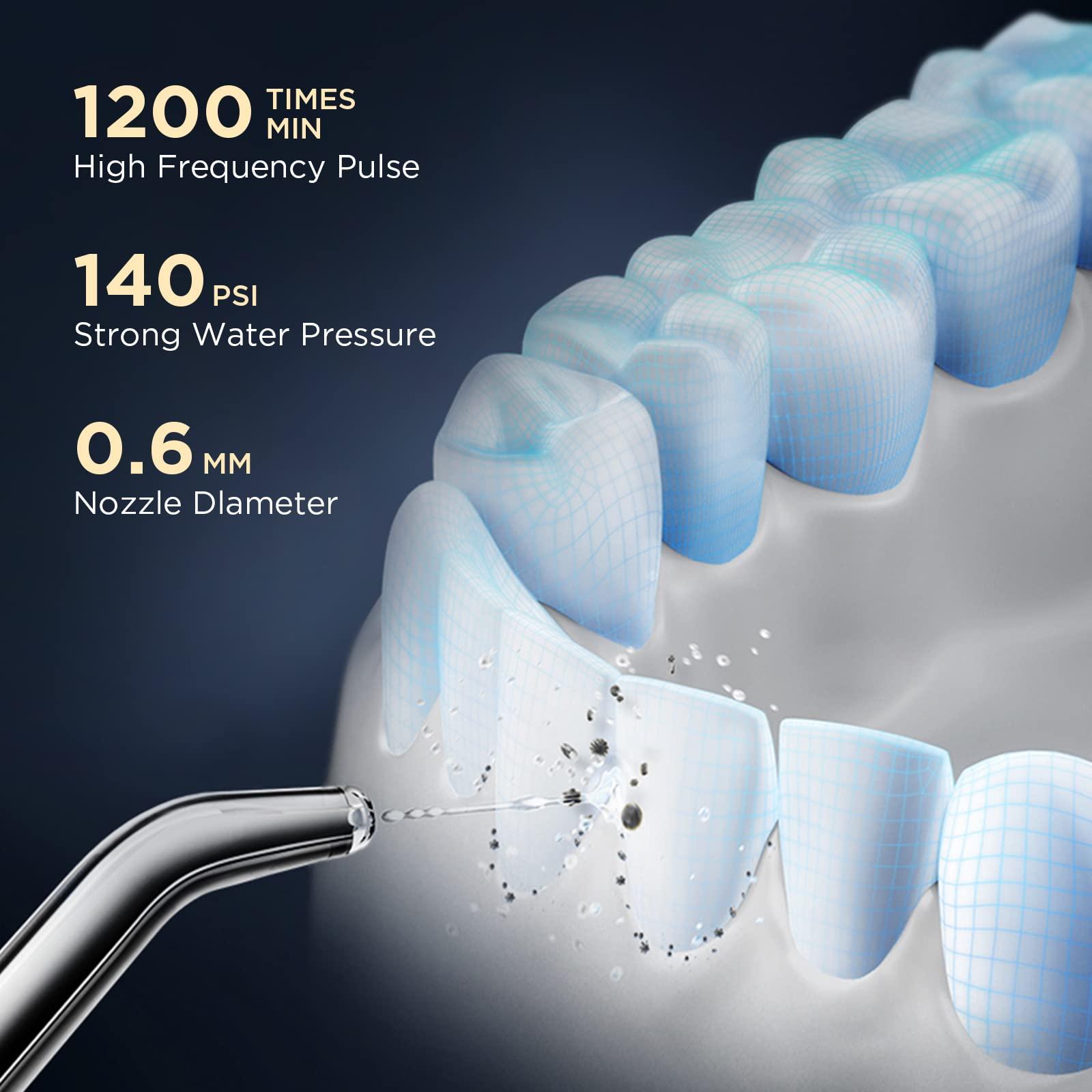 SYNHOPE Water Flosser [ Mini Cordless Portable ] Oral Irrigator Water Teeth Cleaner Pick, Telescopic Water Tank, 3 Modes & IPX7 Waterproof, Home & Travel Water Floss for Teeth, Braces Bridges Care (Black)