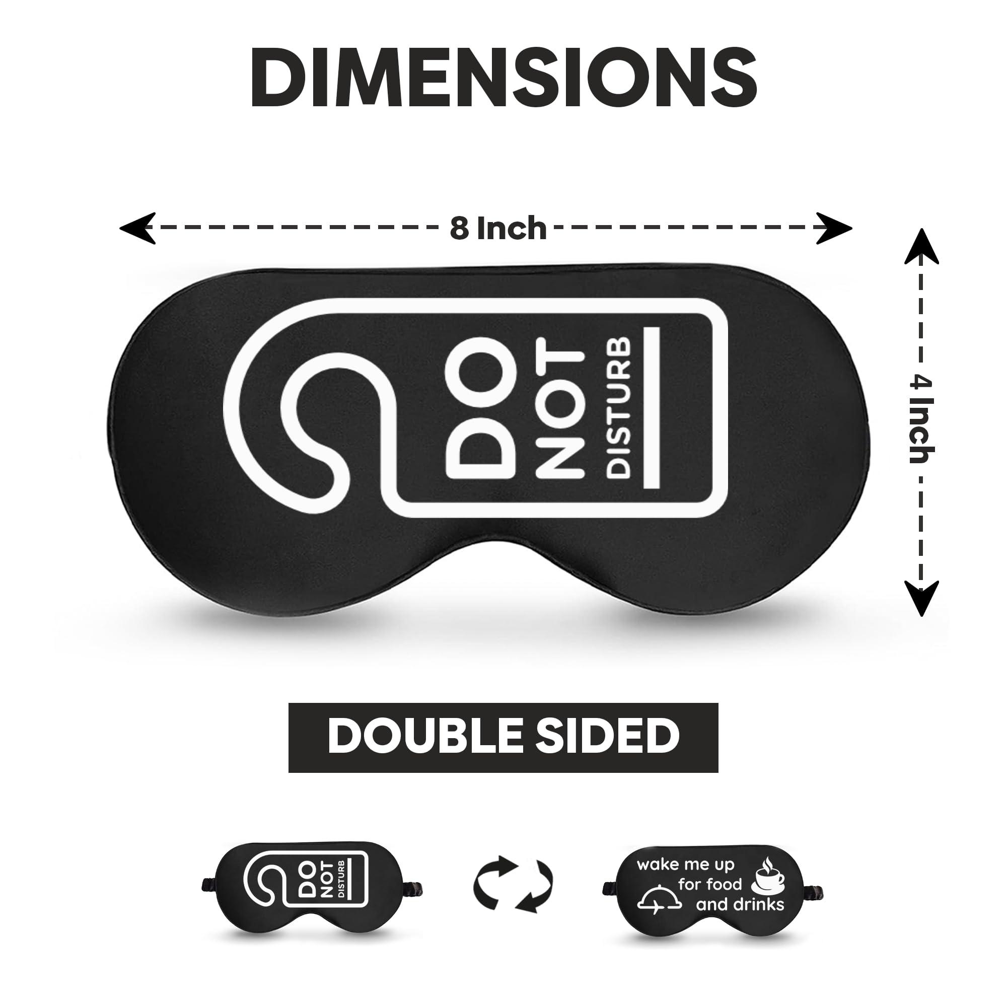VITYA VITYA Black Do Not Disturb/Wake Me Up Double-Sided Silk Sleep Mask for Women/Men | Sleep Mask Light Blocking | Soft Breathable Sleep Eye Mask for Traveling on Airplane | Eye Mask with Elastic Strap