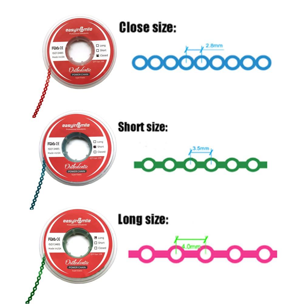 SNAWOP SNAWOP Dental Orthodontic Power Chain Multicolor Spool Elastic Rubber Bands for Teeth Braces (Short, Light Blue)