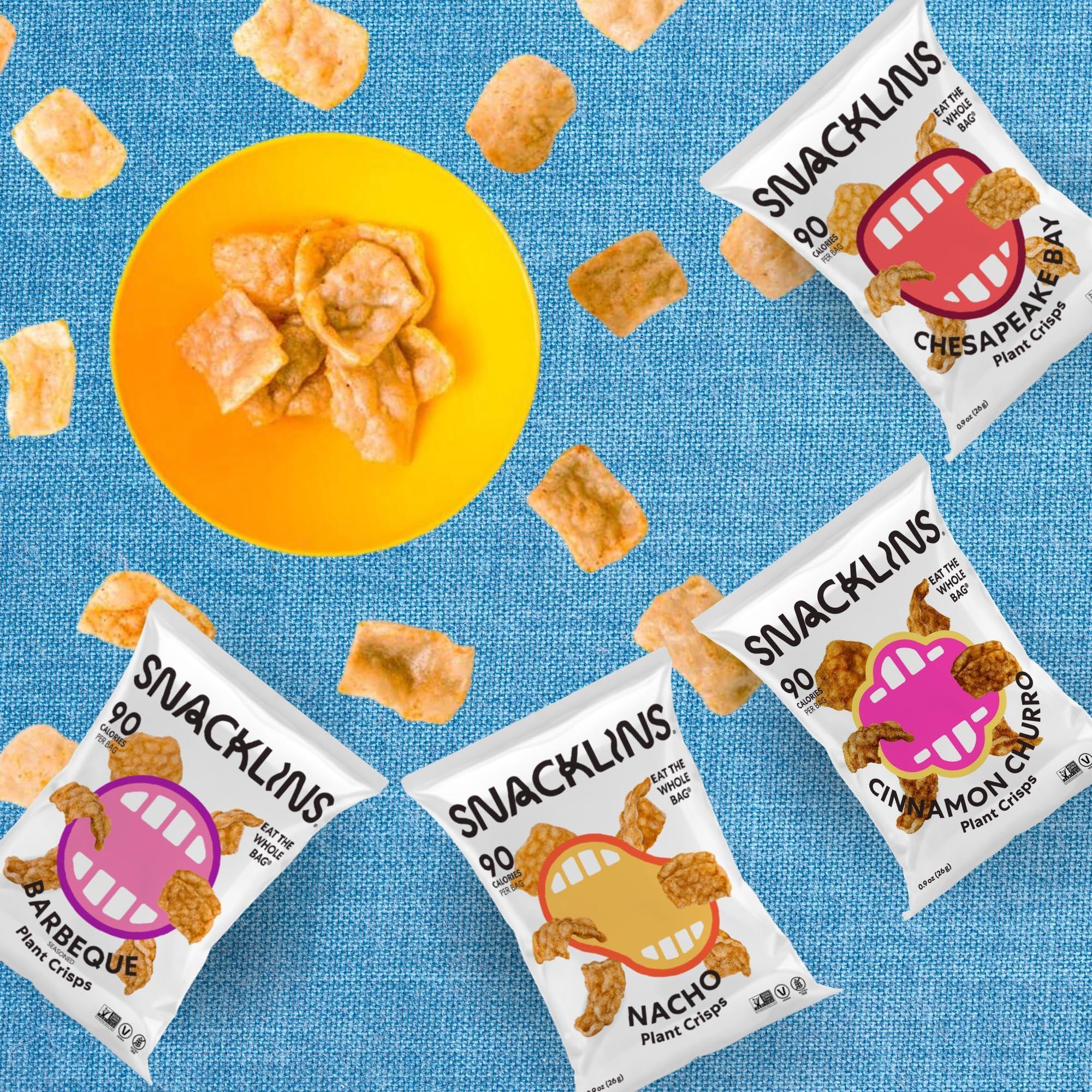 SNACKLINS SNACKLINS Plant Based Crisps CHESAPEAKE BAY - Gluten Free, Grain Free, 100% Kosher For Passover, Vegan Healthy Snacks, Crunchy Puffed Snack, Only 90 Calories Per Bag - .9oz Bag (Case of 12)