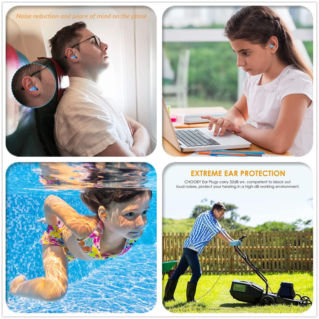 Noinkoti Earplugs for Sleeping Noise Cancelling Reusable Silicone Ear Plugs Suitable for Swimming Travel Snoring Airplanes Study Work Noisy Places8Pairs