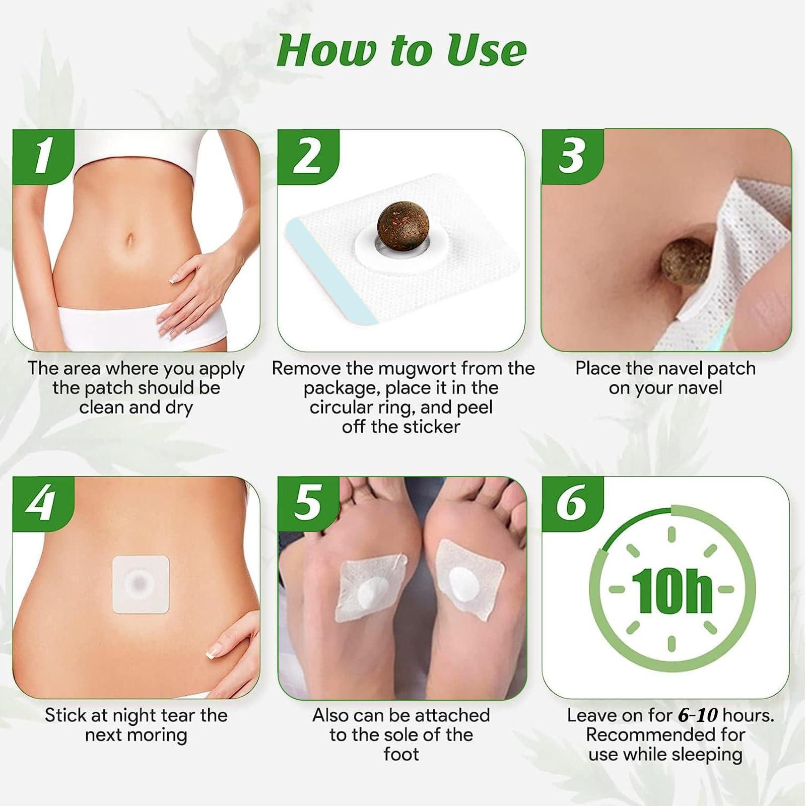BENJEN Mugwort Belly Patch,30Pcs Natural Wormwood Essence Pills and 30Pcs Belly Sticker, Moxa Hot Moxibustion Navel Wormwood Sticker (30)