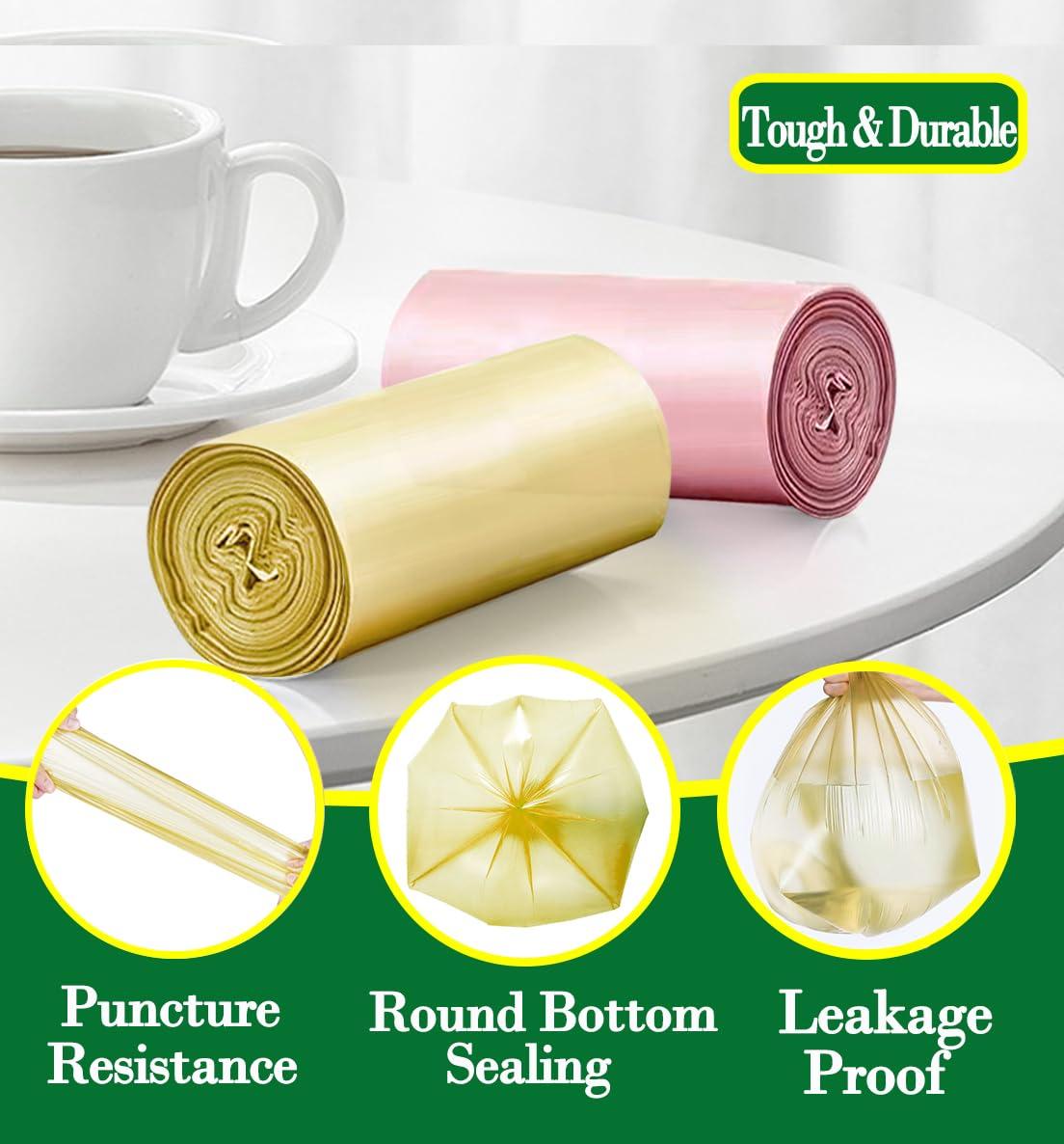 Hommaly Hommaly 1.2 Gallon 240 pcs Small Golden Trash Bags, Strong Garbage Bags, Bathroom Gold Trash Can Bin Liners Unscented, Mini Plastic Bags for Office, Waste Basket Liner, Fit 4.5 Liters, 0.5-1.2 Gal