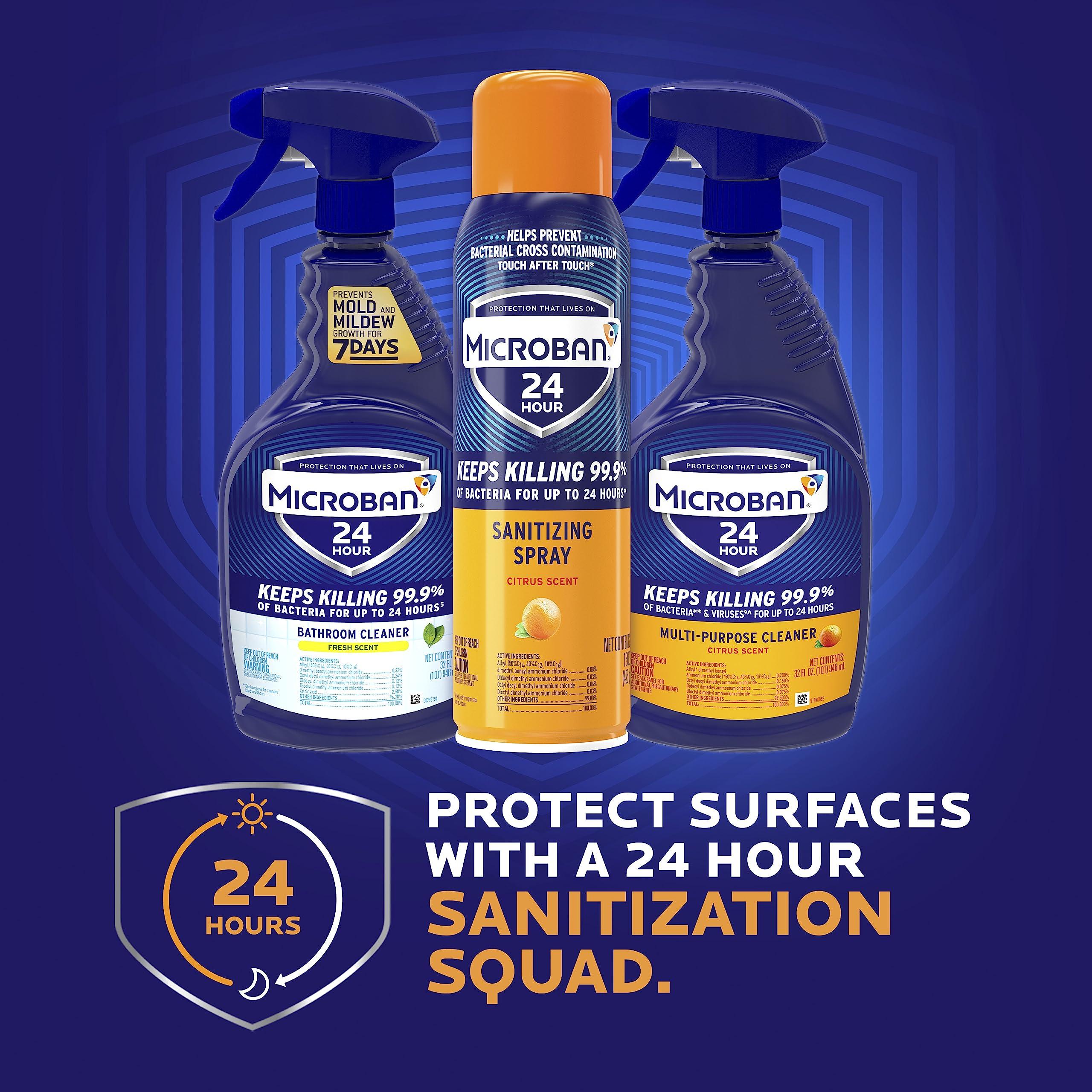 MICROBAN Microban 24 Hour Disinfectant Sanitizing Spray, Fresh Scent, 15oz