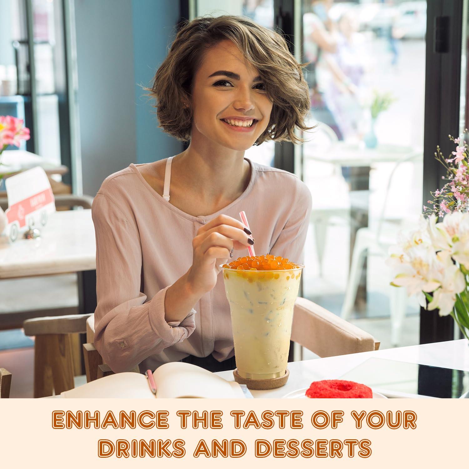 Fanale Fanale Mango Popping Boba Pearls, Vegan, Non GMO, Gluten Free, Fat Free, Perfect for Bubble Tea, Smoothies, Ice Cream, Desserts, and Beverages.