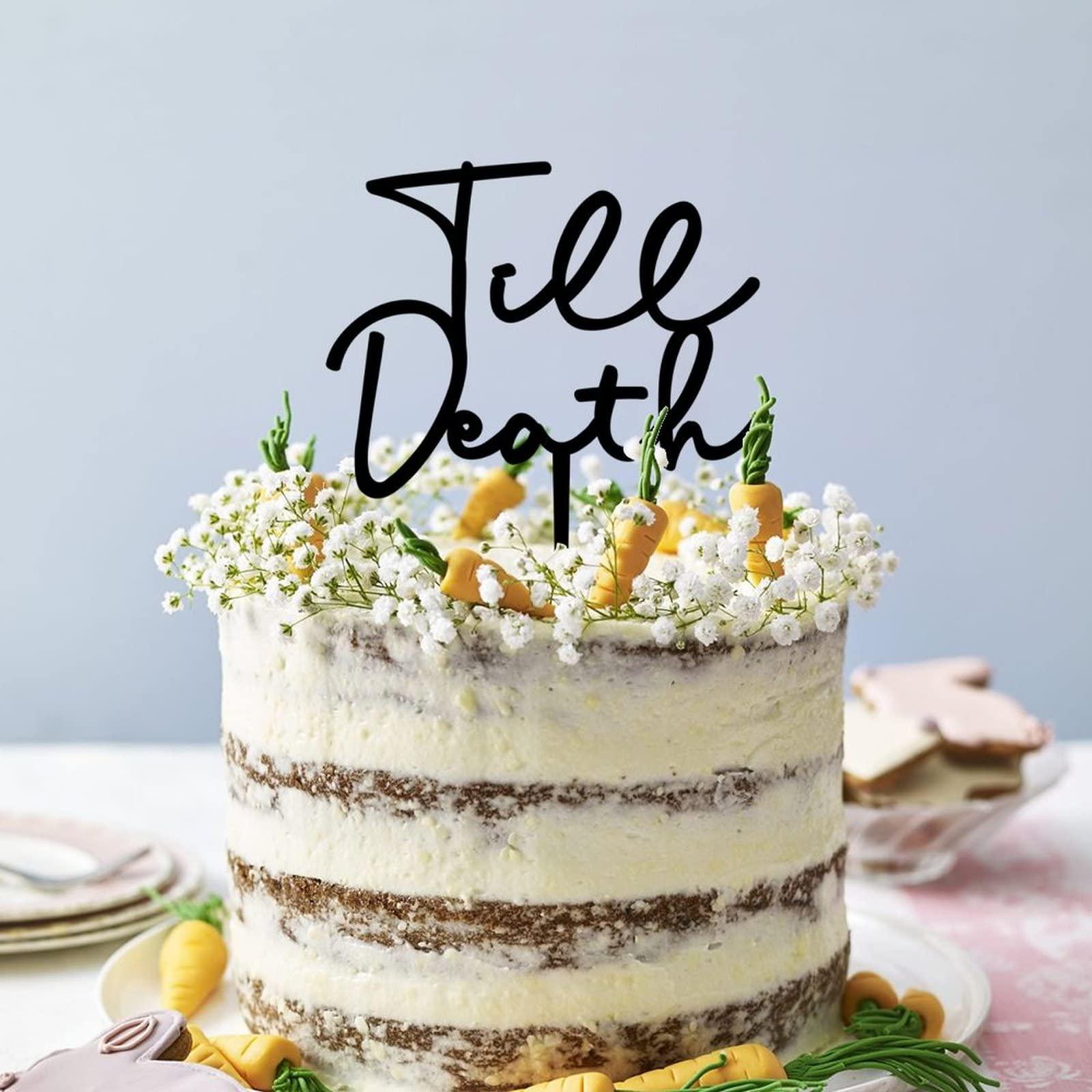buythrow Till Death Wedding Cake Toppers,Till Death Do Us Part Cake Topper,Till Death, for Engagement Birthday Bridal Shower Wedding Party Decorations