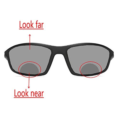 willochra outdoor Transition Photochromic Bifocal Reading Glasses for Men 2pcs Sun protection Sports Presbyopia Sunglasses reader (2pcs-black red&blue, 3.0, multiplier_x)