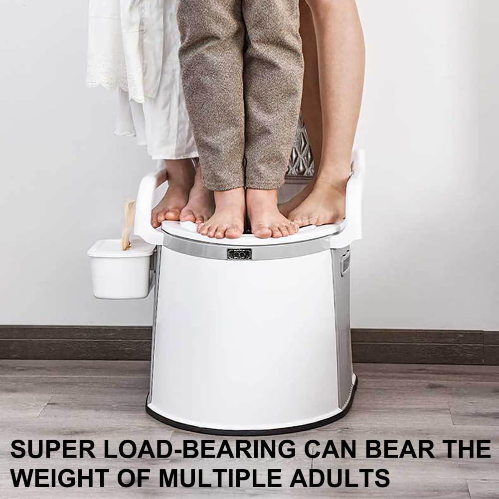 Sions Sions Movable Bedside Toilet, High Load-Bearing Toilet with Removable Armrests, Widened Mobile Toilet for Bathing, Portable Toilet with Tissue Box,Brown