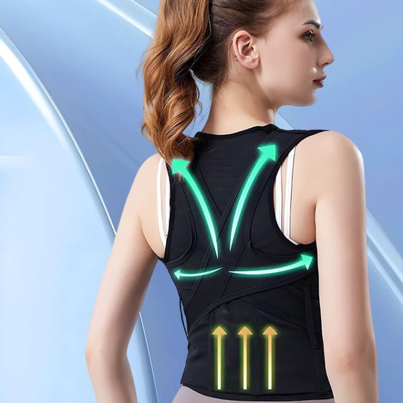 BAFAFA BAFAFA Adjustable Posture Back Brace for Upper And Lower Back Pain Relief Back Brace Posture Corrector Women And Men Lumbar Support,Black,XXL(60~70KG)