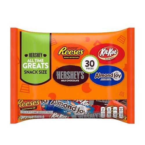 HERSHEY'S Hershey Assorted Chocolate Snack Size, Candy Bag, 15.57 oz (30 Pieces)
