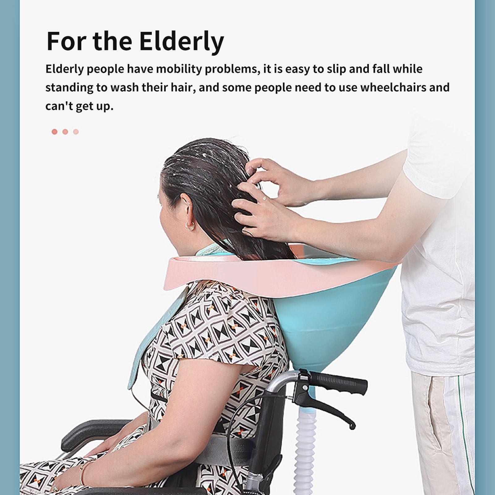 Pyhodi Portable Inflatable Shampoo Basin, Hair Washing Sink for Elderly, Pregnant Women, Bedridden, with Drainage Pipe, Adjustable Strap, Lightweight Bowl for Elderly, and Children