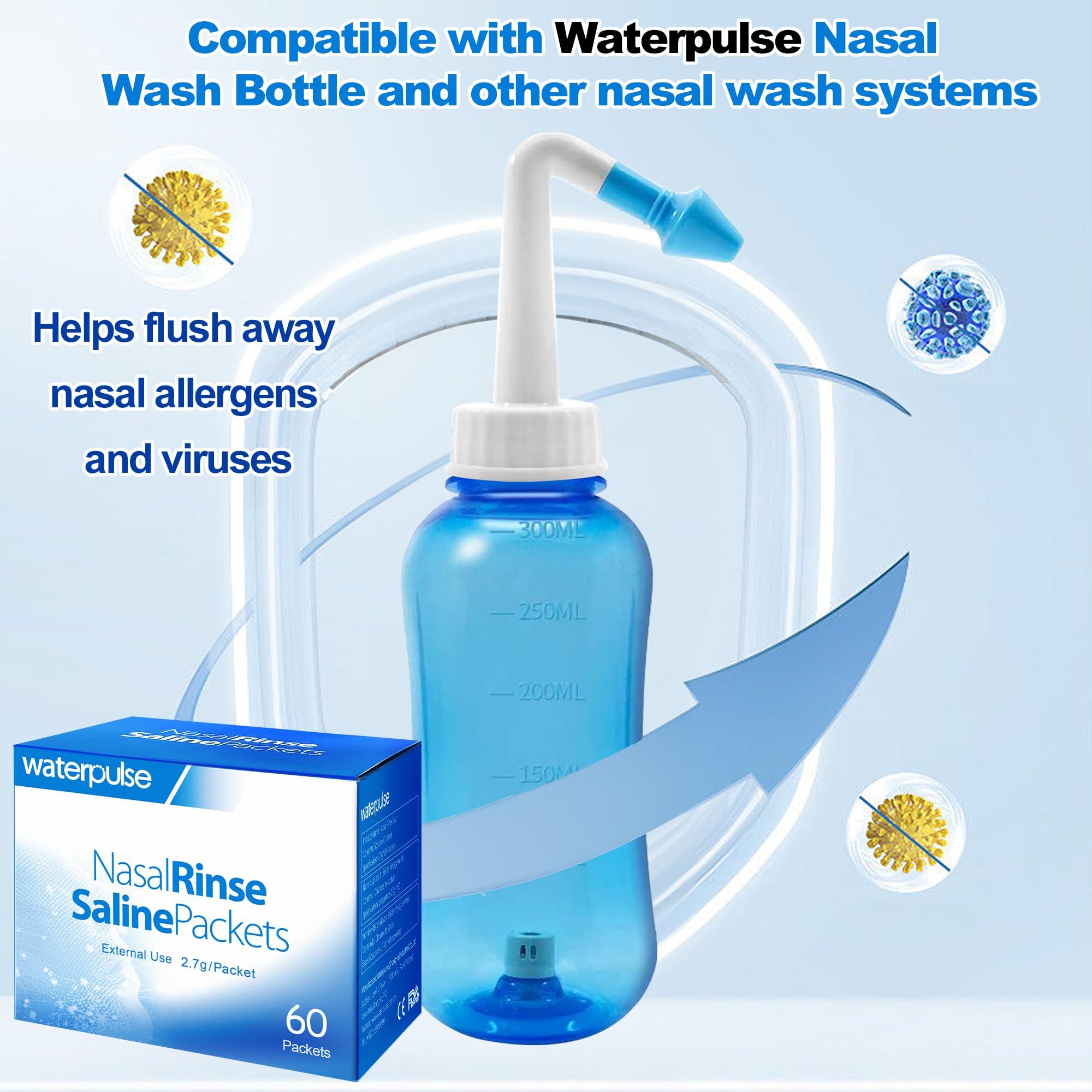 Waterpulse Waterpulse Neti Pot Sinus Rinse Bottle 300ml with 30 Nasal Wash Salt Packets and 60 Neti Pot Salt Packets